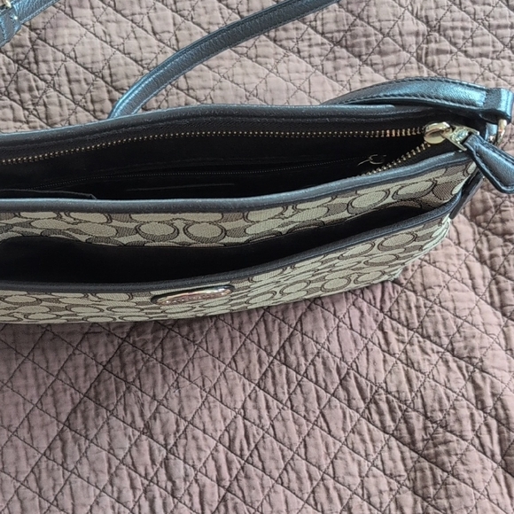 Coach Cream and Brown Crossbody Bag with Signature Monogram - Picture 2 of 5
